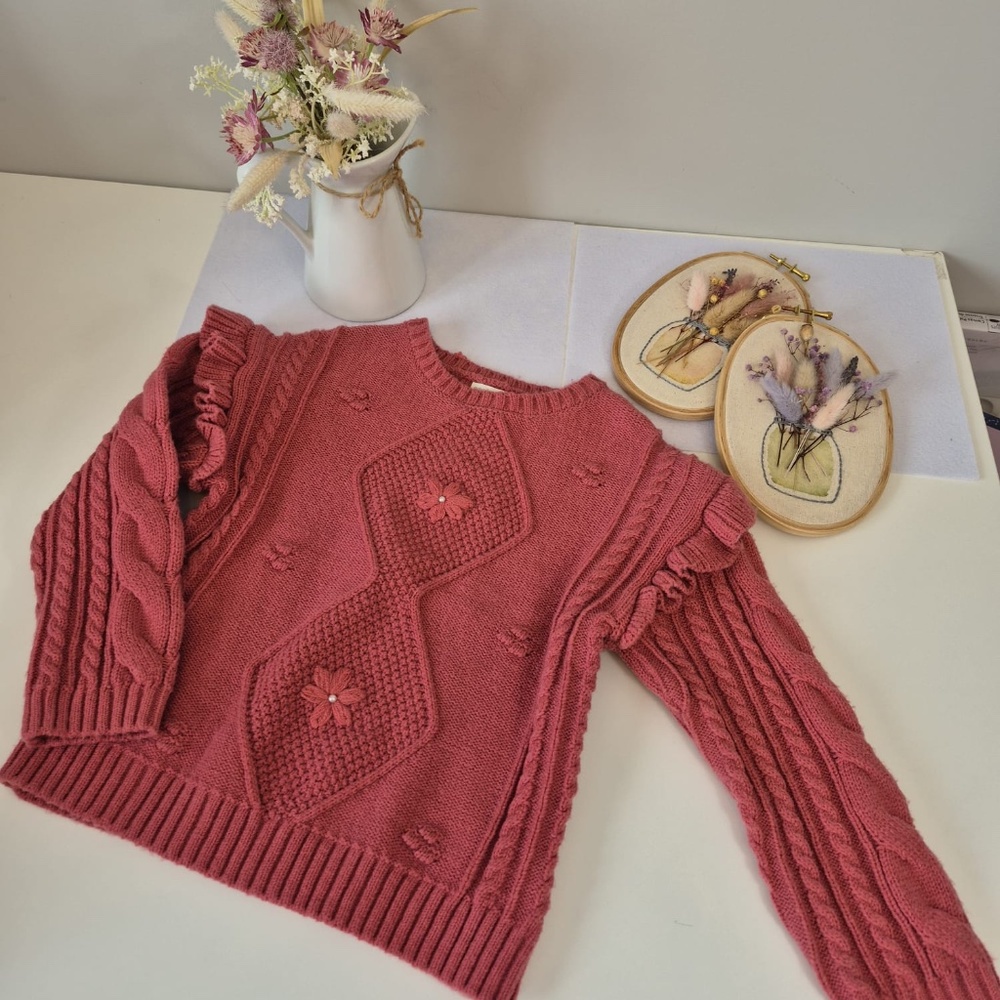 Beautiful Red Sweater with Ruffle Detail